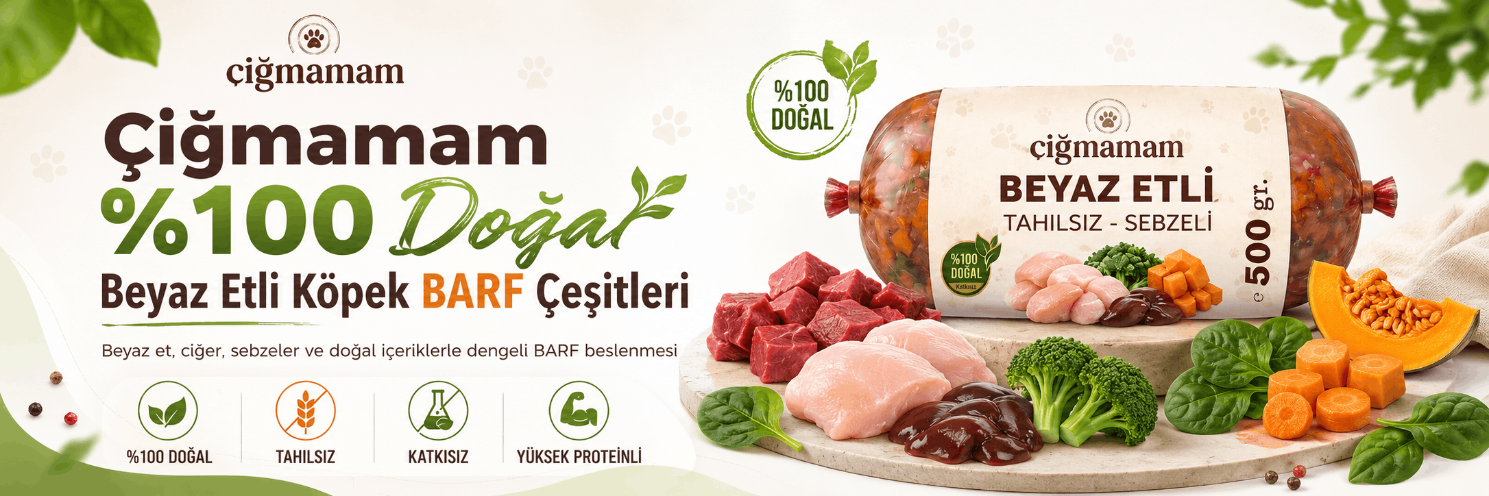 Kırmızı ve Beyaz Etli BARF Köpek Maması	