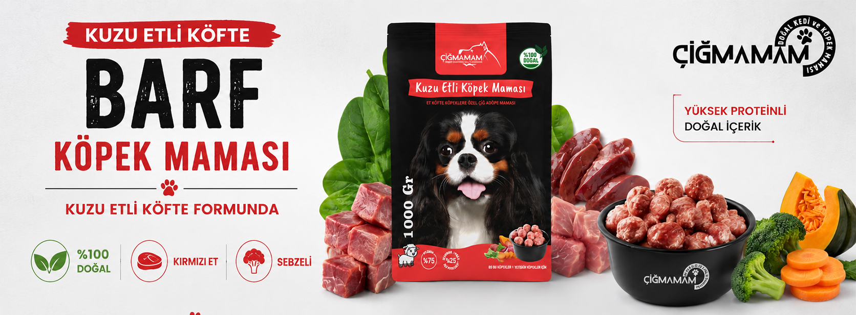 Kuzu Etli BARF Köfte Köpek Maması