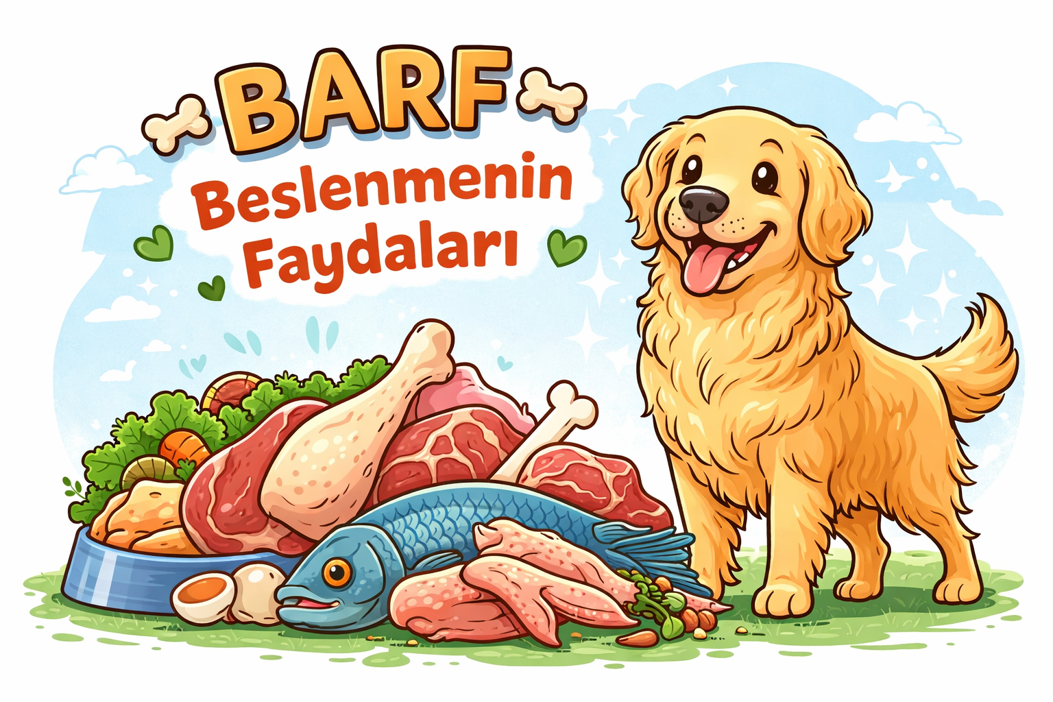 Golden Retriever Cinsi Köpeklerde BARF Beslenmenin Faydaları