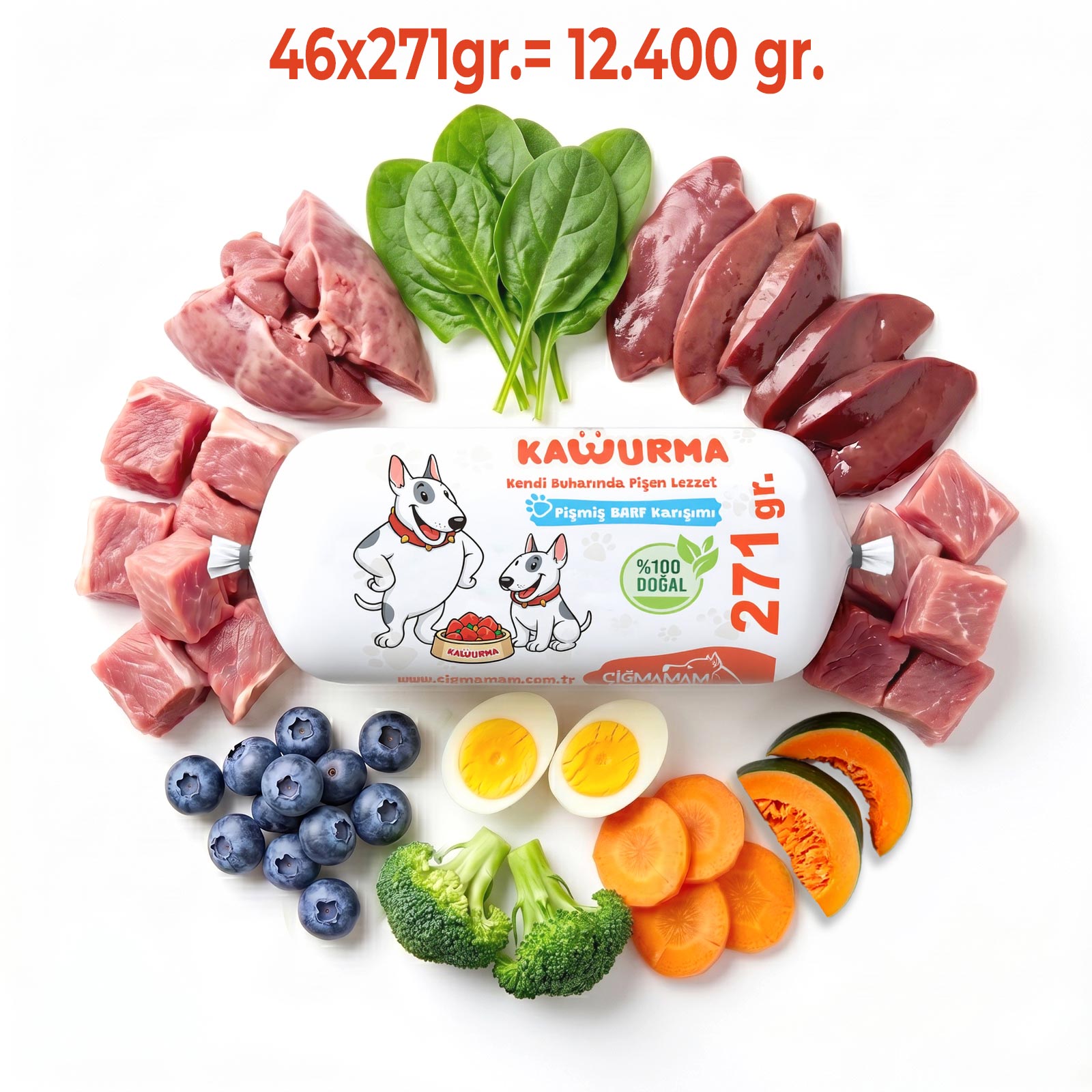 Çiğmamam - Çiğmamam Kavurma 12.400 Gr - 271 Gr'lık - Pişmiş BARF 