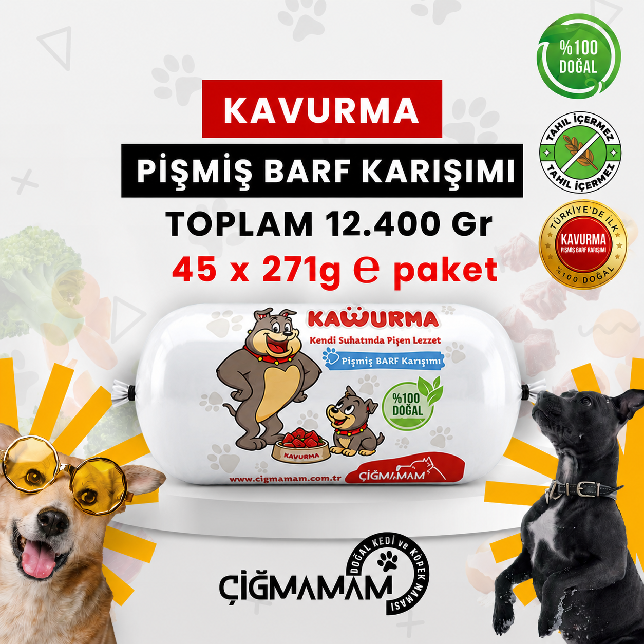 Çiğmamam - Çiğmamam Kavurma 12.400 Gr - 271 Gr'lık - Pişmiş BARF 
