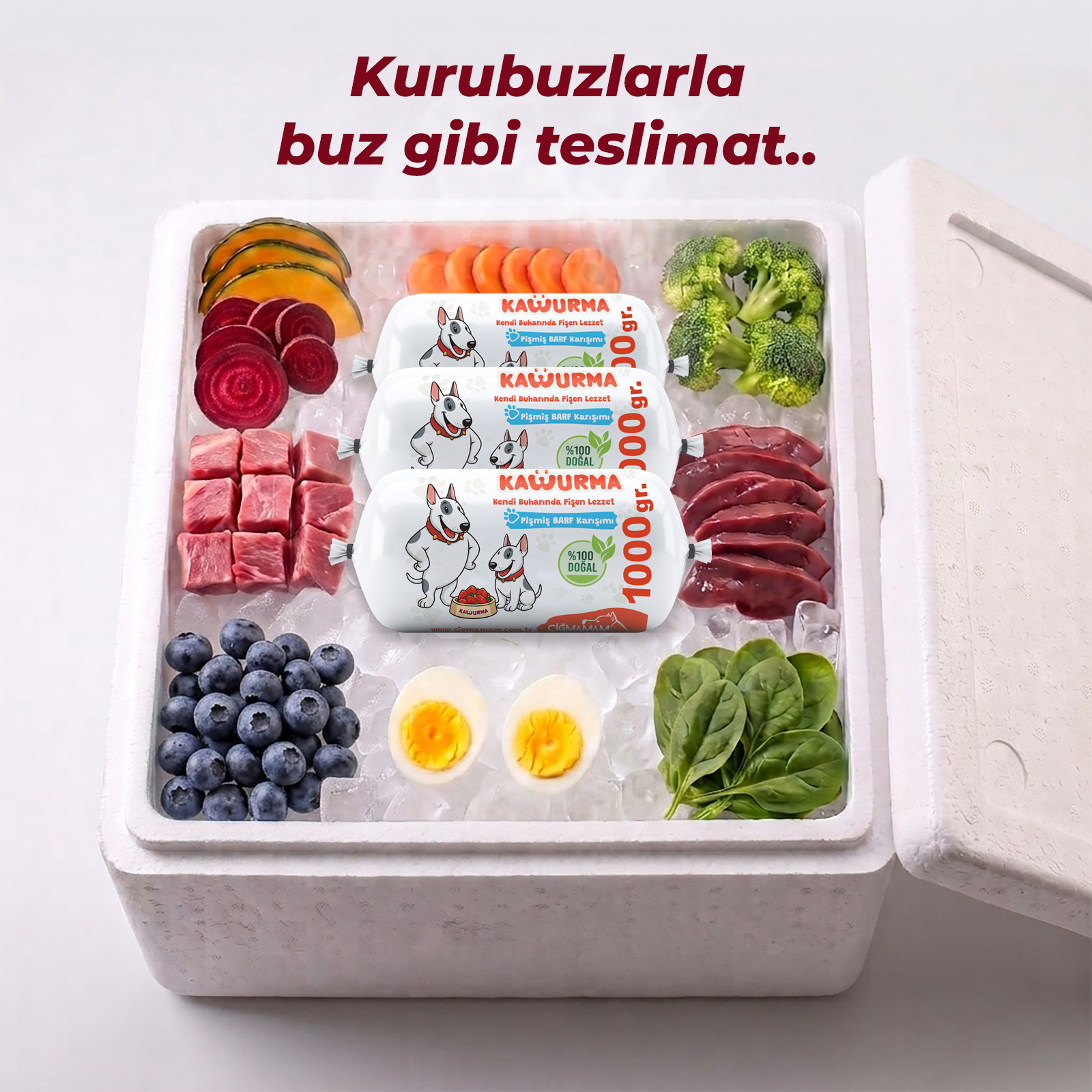 Çiğmamam Kavurma 12 Kg 1000 Gr'lık - Pişmiş BARF 