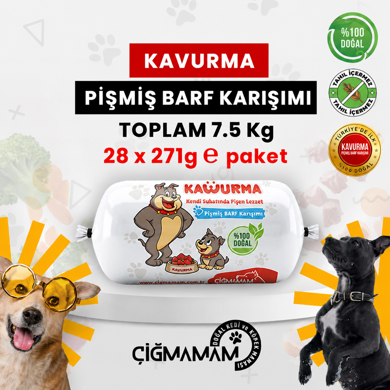 Çiğmamam - Çiğmamam Kavurma 7.5 Kg -  271 Gr'lık - Pişmiş BARF