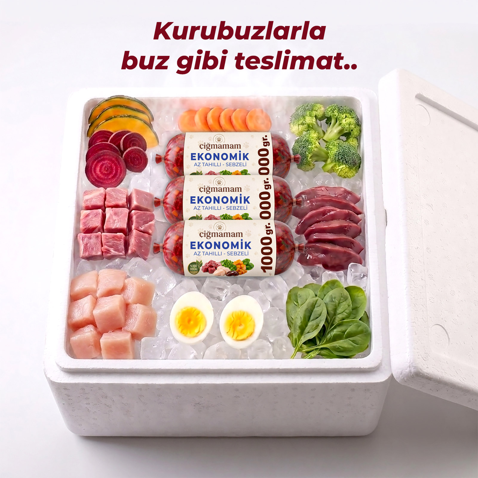 Ekonomik BARF Köpek Maması 12 Kg - 1000 Gr'lık 
