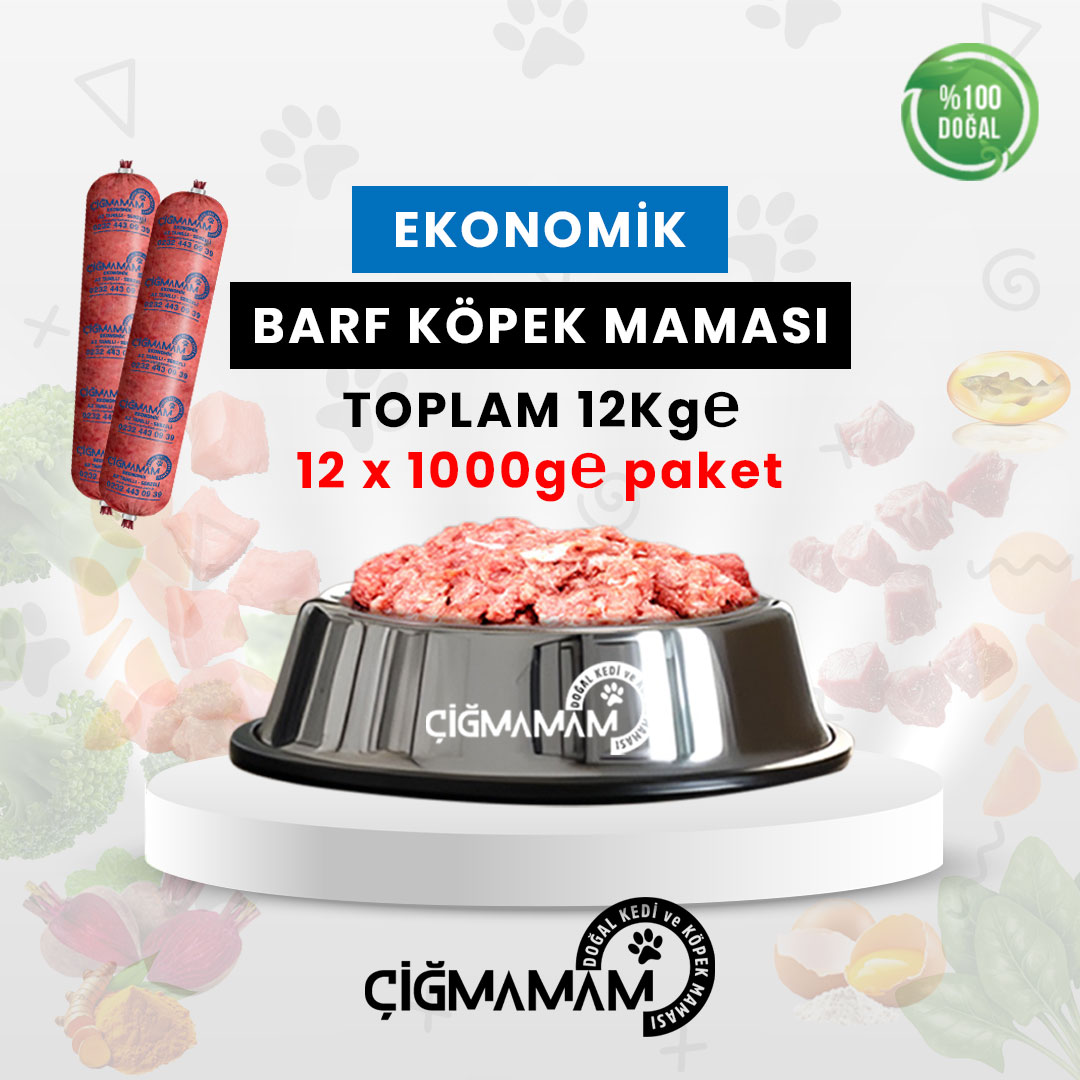 Ekonomik BARF Köpek Maması 12 Kg - 1000 Gr'lık 