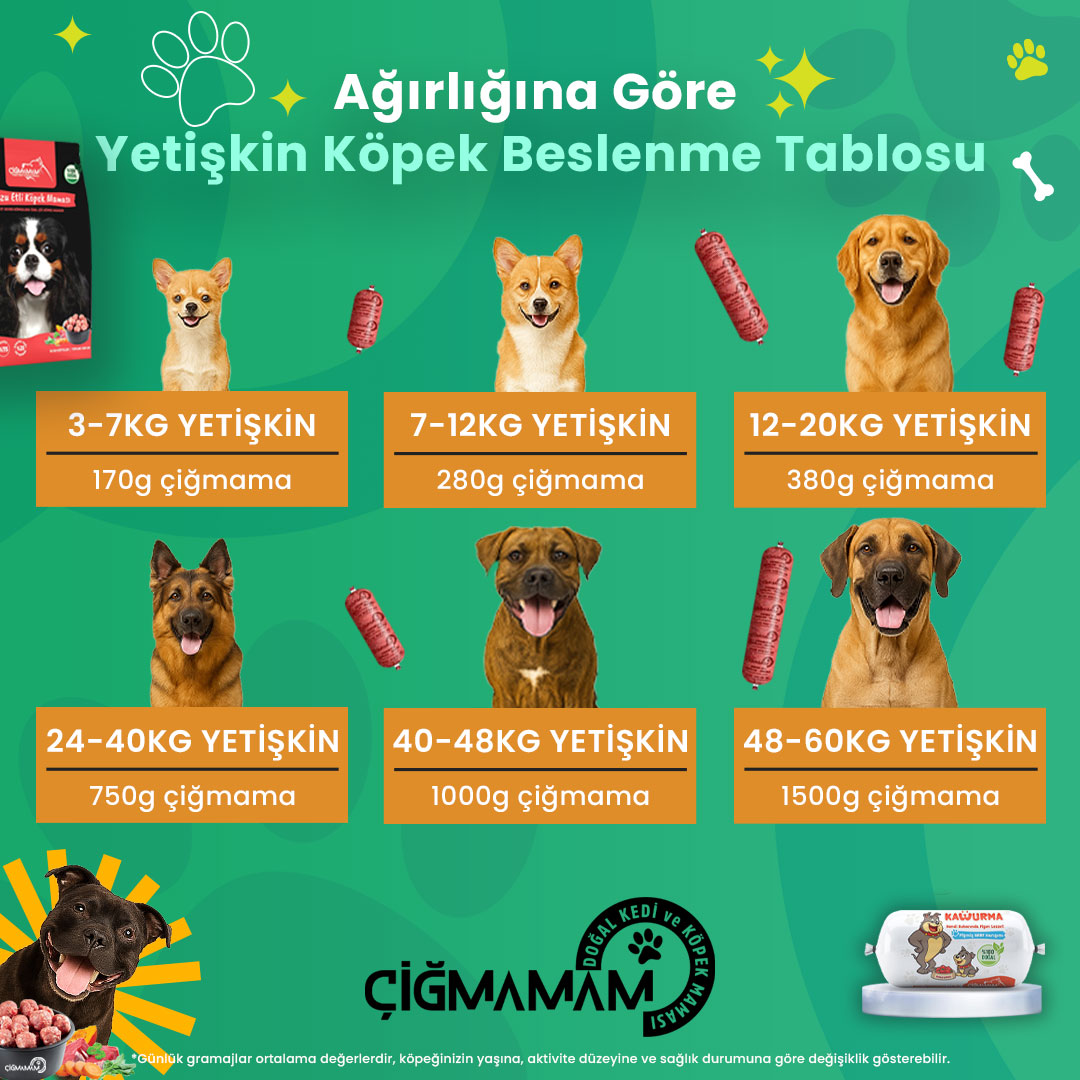Kırmızı ve Beyaz Etli BARF Köpek Maması 8 Kg - 500 Gr'lık - Kırmızı ve Beyaz Etli Yetişkin Köpek Beslenme Tablosu